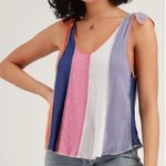 Free People  Carousel Orange Multi Stripe Loose Fit Swing Tank Top Photo 0