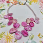 Barse Pink Slice Agate & Rose Quartz Sterling Silver Necklace Photo 0
