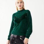 Nine West  x Cara Santana Sweater Sequin Fuzzy Teal Green XXL Pullover Photo 1