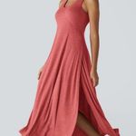 Halara NWT Size XL Red U-Neck Sleeveless Split Flowy Maxi Casual Tank Dress Photo 5