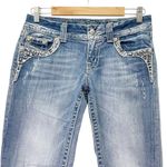 Miss Me Cropped Jeans Straight Leg Mid Light Wash Y2K Back Flap Jeans Size 27 Photo 4