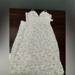 Windsor NWT WEDDING PROM COCKTAIL HIGH SIDE SLIT NUDE AND WHITE LACE GOWN Photo 9