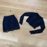 For Love & Lemons  - Lolo Lace Long Sleeve Crop Top & Mini Skirt Set in Black Photo 1