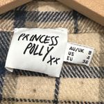Princess Polly | Oversized Plaid Tan Navy Blue Button Up Shirt Jacket Shacket, 4 Photo 5