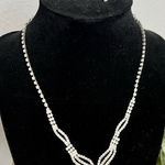 Elegant Rhinestone Bridal Necklace Earrings Set Silver Photo 0