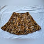 MINKPINK Orange and Pink Cheetah Print Pleated Circle Skirt Small Photo 1