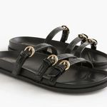 J.Crew  Three-strap slide sandals in Black Croc Photo 0