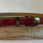 Liz Claiborne Vintage Red Genuine Saddle Leather Brass Buckle Belt Size Large Photo 1