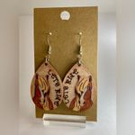 NWT “Let’s Ride” wooden water drop horse earrings Brown Photo 2