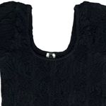 Sugar Lips Womens Scoop Neck Cap Sleeve Crop Top Textured Bodycon Shirt Black OS Photo 2