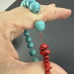 Lot of 4 Vintage Bracelets Turquoise Beaded Lot Stretchy And Magnetic Blue Photo 5