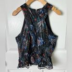 Veronica Beard  Womens Silk Metallic Floral Black Open Back Multi Kailani Top 8 Photo 2
