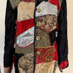 VTG Allure Patchwork Blazer Jacket Black Multi Long Sleeves Buttons Artsy Large Photo 0