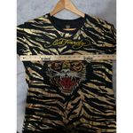 Ed Hardy  women’s size Medium Shirt size M Black Tiger Print Short Sleeves Cotton Photo 9