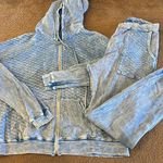 Michael Lauren Women’s Faded Blue Quilted Zip-up Hooded Sweatshirt/Pants - L Photo 0