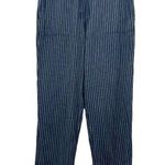 J. Jill Textured Cotton Pants Navy Blue & White Pinstripe Size Medium Coastal Photo 0