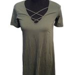 Topshop New NWT Green Criss Cross Front Dress Size 4 Top Shop Modal/Cotton Stretch Photo 0