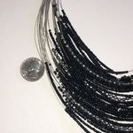 Elegant Black Seed Bead Beaded Boho Multi Strand Statement Necklace Photo 4