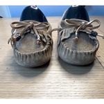 Lucky Brand Womens Leather Tan Suede Moccasins Beaded Bow Rubber Sole Size 8 Photo 7