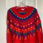 Time & Tru  Red Festive Fuzzy Knit Pullover Sweater L Photo 4
