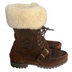 LAUREN RALPH LAUREN Zabby Brown Suede Boots Cream Shearling Womens Size 10 B Photo 4