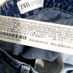 ZARA Blue Dark Wash Distressed Straight Leg High Rise Relaxed Jeans 6 Photo 4