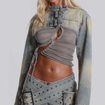 Jaded London  Assassin Micro Mini Skirt Blue Denim Photo 0