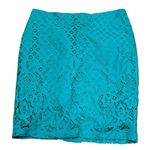 Loft Women's Teal Crochet Lace Pencil Skirt Size 6P Knee Length Photo 1