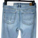 American Eagle  SZ 8 X-Long Super Hi-Rise Jegging Jeans Distressed Stretch Zip Photo 6