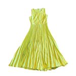 Banana Republic Silky Cutout Back Midi Dress Chartreuse Pleated Size 6 NWT Photo 2