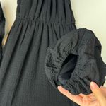 Anthropologie Balloon Puff Sleeve Romper Sz Small Black Tie Belted Waist Photo 5