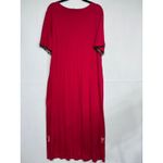 Vintage Cover Charge Red Floral Beaded Short Sleeve Maxi‎ Dress Size Large Photo 4