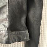 United Face black leather/fabric quilted moto jacket gold zippers women's med Photo 1
