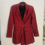 ZARA red houndstooth blazer playsuit romper S Photo 6