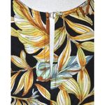 Panama Jack Women's XL Black Yellow Floral Blouse Top Linen Blend Keyhole Neck Photo 3