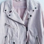 Free People  Oversized Rose Moto Denim Jacket Photo 4