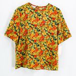 LAUREN LEE Black Orange Vintage 1990's Floral T Photo 0