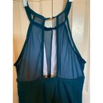 Tempt Me  high neck plunge mesh ruched one piece swim suit blue Photo 6