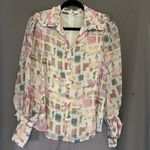 Printed Collared Neck Long Sleeve Shirt White Photo 1