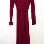 Kojooin NWT Burgundy V-Neck Wrap Long Sleeve Maternity Dress Size Medium Photo 7
