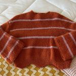 Gianni Bini Orange Fuzzy Sweater With Pink Stripes Photo 4