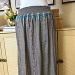 Johnny Was Grey Embroidered Linen Smock Maxi Skirt Slit Bohemian Photo 3
