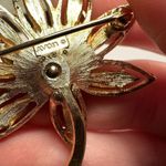 Avon Lotus Flower Gold Tone Brooch Pin Signed Photo 6