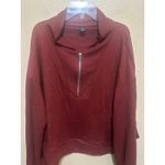 SheIn Womens XL Pullover Half Zip Burgundy Waffle Knit Long Sleeve Top Photo 2
