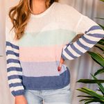 These Three Boutique STRIPED BLUE SWEATER Photo 1