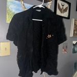 Unique Vintage Black Linen Button Up Photo 0