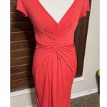 R.E.D. Valentino Dress Red Slinky Knee Length Twist Front Sz M EU 44 Stretch Size M Photo 0