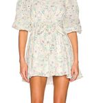 MINKPINK Irwin White Eyelet Mint Green Yellow Floral Mini Dress XS Puff Sleeves Photo 0