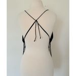 VTG Y2K Black Beaded Mesh Open Back Sleigh Glam Festival Party Crop Top Halter Size undefined Photo 4