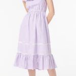 J.Crew Tiered Ruffle Dress in Stripe (Sz XL) Lilac Purple Cotton Sleeveless Bib Photo 0